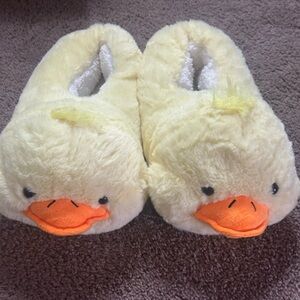 Amazon Plush Yellow Duck Slippers with Orange Beak